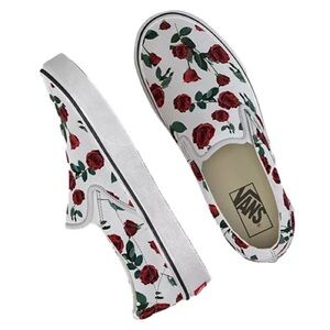 Vans Kids White Rose Slip-On Sneakers